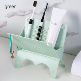 1pc Folding Storage Rack; Multi-functional Kitchen Drainage Rack; Desktop Sundries Sorting Rack Storage Rack (Color: Green)