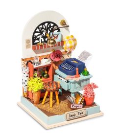 Robotime DIY Taste Life Kitchen Doll House with Furniture Children Adult Miniature Dollhouse Bubble Bath Wooden Kits Toy Gift DS (Color: DS017 Record Mood, Ships From: China)